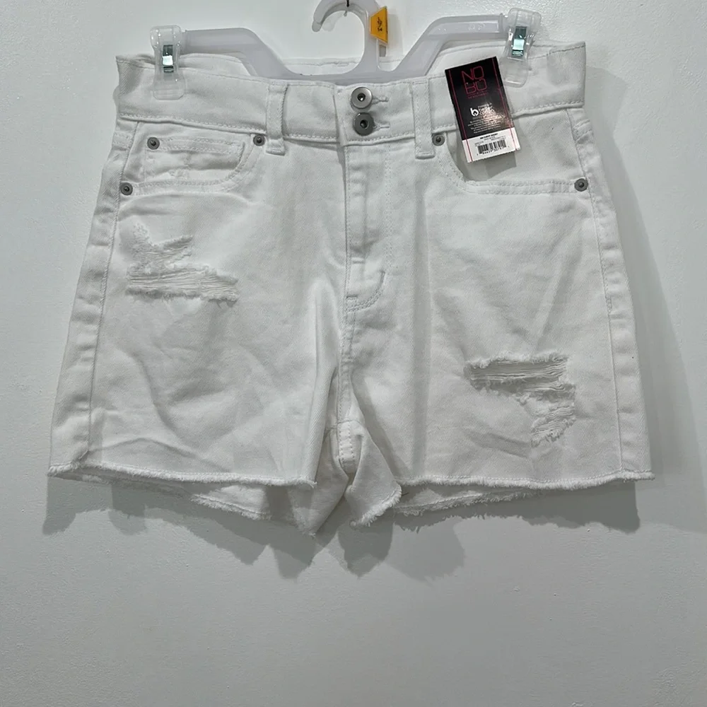 No Boundaries Juniors Destructed Denim Curvy Shorts Size 9